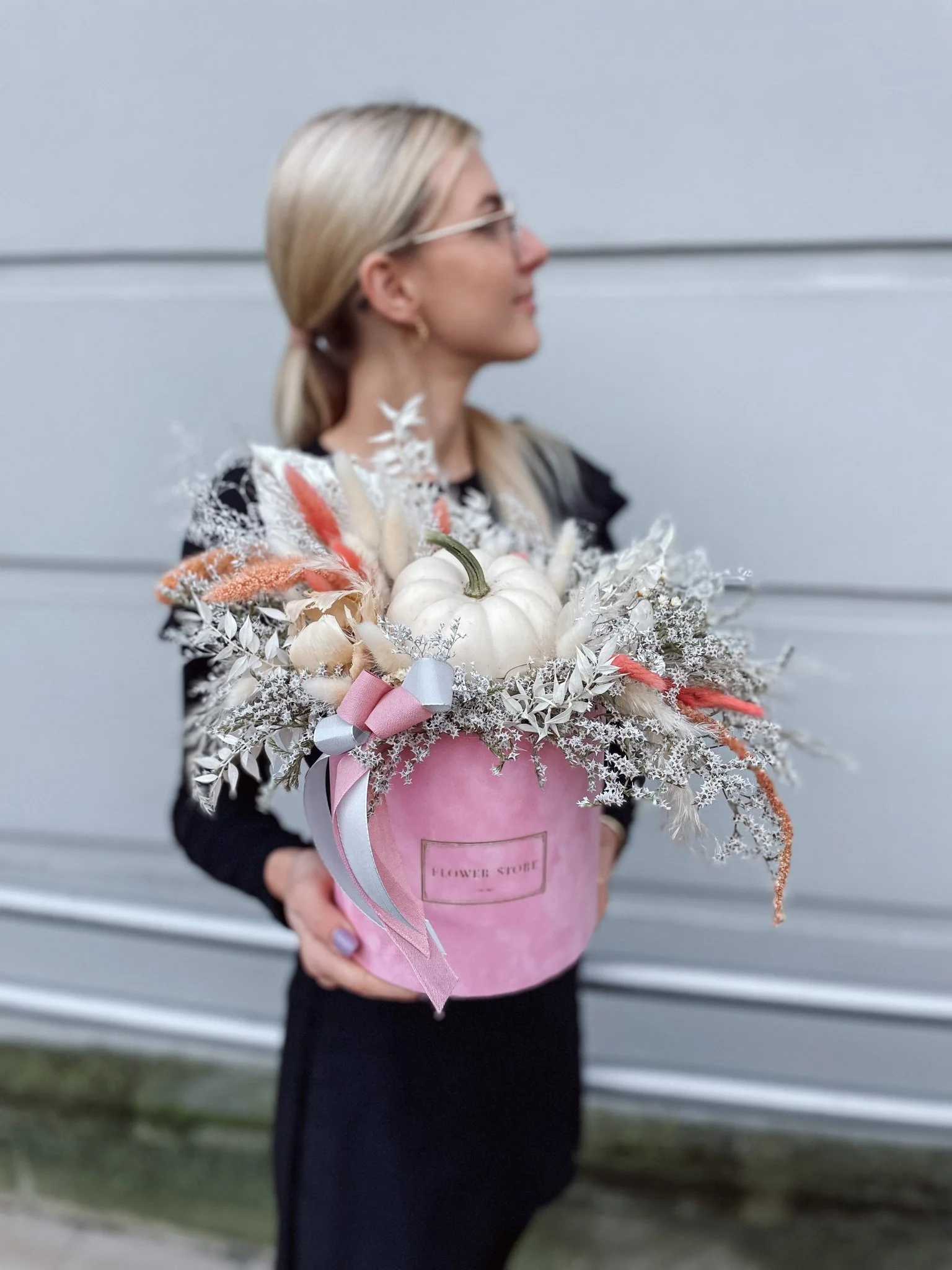Flokowany flowerbox z kompozycja jesienną - Image 3