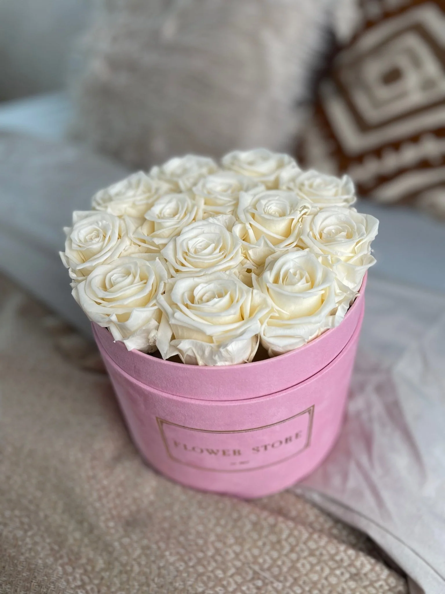 Wieczne róże - duży flokowany różowy flowerbox - Image 3